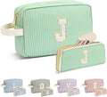 Travel Makeup Bag Christmas Gifts for Women Girl Teens, Personalized Initial Makeup Bag for Cute Teen Girls, Preppy Stuff Toiletry Bag Cosmetic Bag, Teen Girls Gift Trendy Stuff, Letter J