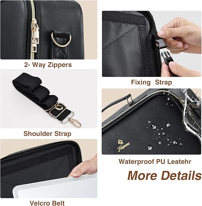 Large Makeup Bag with LED Mirror,Travel Cosmetic Train Case for Makeup Artists,Makeup Organizer Case with Divider Rechargeable Vanity Mirror with 3 Color Lights for Barber,MUA,Nail Tech, Black