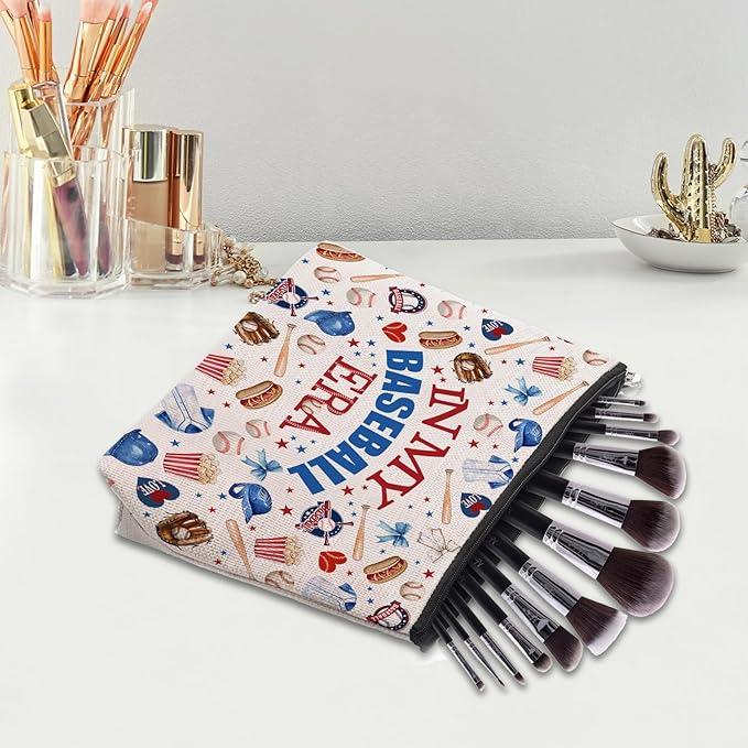 Baseball Gifts Makeup Bag for Women Birthday Gift for Baseball Lovers Baseballs Fans Merch Cosmetic Bag Pouch