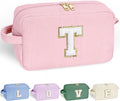 YOOLIFE Monogram Travel Makeup Bag - Initial Make Up Bag Cosmetic Bag Makeup Brush Bag Makeup Pouch Travel Essentials Cute Makeup Bag Girlfriend Sister Gifts Bridesmaid Gifts for Women Her Letter T