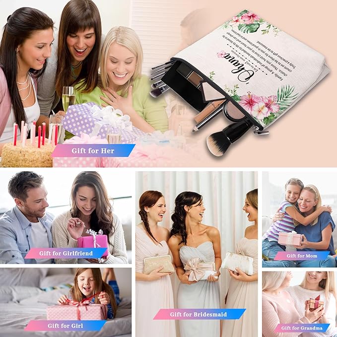 Hawaiian Travel Souvenirs Gifts for Women - Makeup Bag Cosmetic Bag for Hawaii Trip, City Themed Travel Essentials Bag Pouch