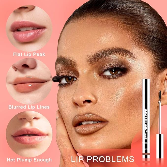 Lip Stain - Peel Off Lip Liner, Long Lasting Lip Liner with Matte Finish, Waterproof & Transfer Proof Lip Gloss, Non-Stick Cup & Highly Pigmented Color, Easy to Use for All Skin Types (Coral)