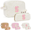 for Christmas Day Gifts, Travel Makeup Bag for Women, Initial Make Up Bag Set for 6 7 8 9 10 11 12 13 Years Old Kids Tween Girls, Large Cosmetic Skincare Bags for Birthday Gifts, White S