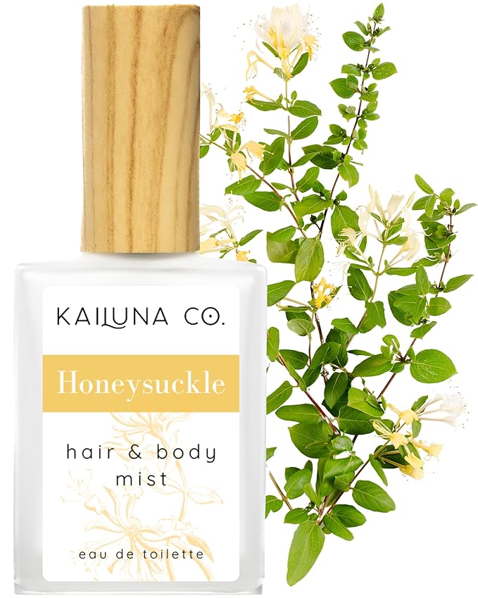 Honeysuckle Natural Hair & Body Mist Spray, Pure Essential and Fragrance Oils, Alcohol-Free, Handmade in California, 0.5Fl Oz