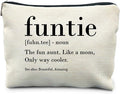 Funtie Funny Aunt Makeup Bag, Funny Auntie Aunt Gifts, Aunt Auntie Gifts from Niece Nephew, Best Auntie Gifts, Funtie Definition Cosmetic Bag Toiletry Bag for Women