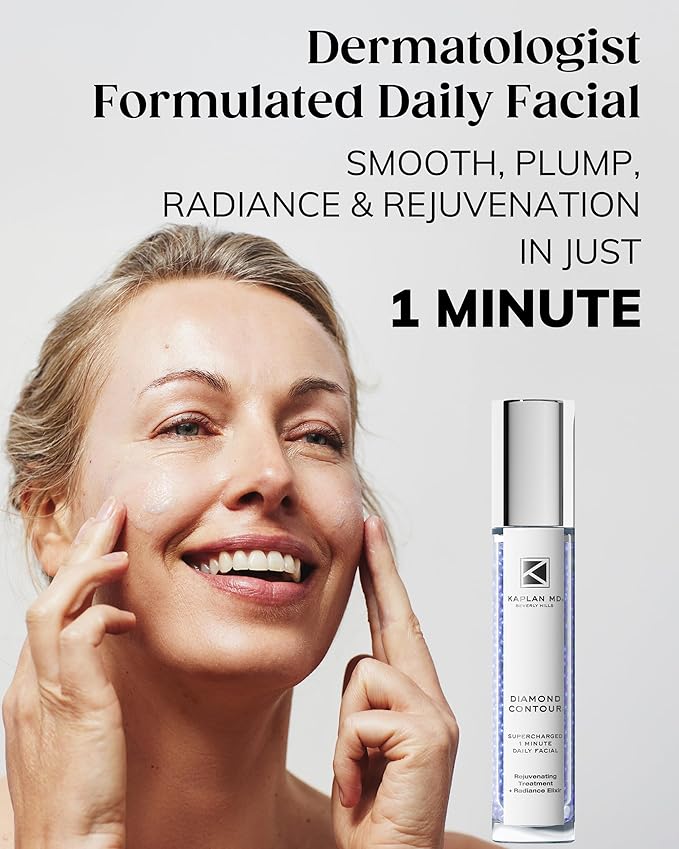KAPLAN MD Diamond Contour Supercharged 1 Minute Daily Facial - Anti-Aging Serum for Face with Exfoliating Crushed Diamonds & Fruit Enzymes - Radiant & Smooth Skin for Women of All Ages - 1.35 fl oz