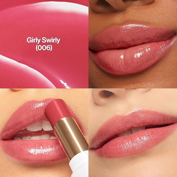 REVLON Super Lustrous Glass Shine Balm, Hydrating Tinted Lipstick, Sheer, Glossy Shiny Finish, 006 Girly Swirly, 0.11 oz