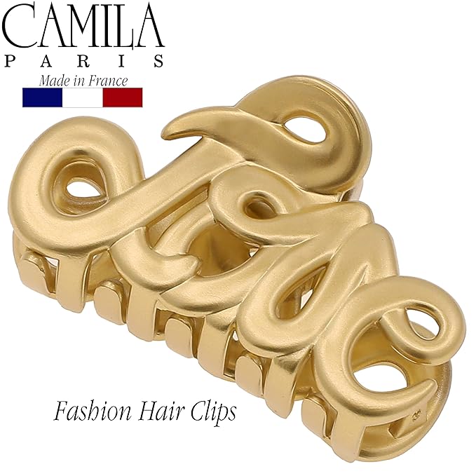 Camila Paris CP3286 French Hair Clip for Women, 2 inch Girls Hair Claw Clips Jaw Gold Fashion Durable and Styling Hair Accessories for Women, Strong Hold No Slip Grip, Made in France