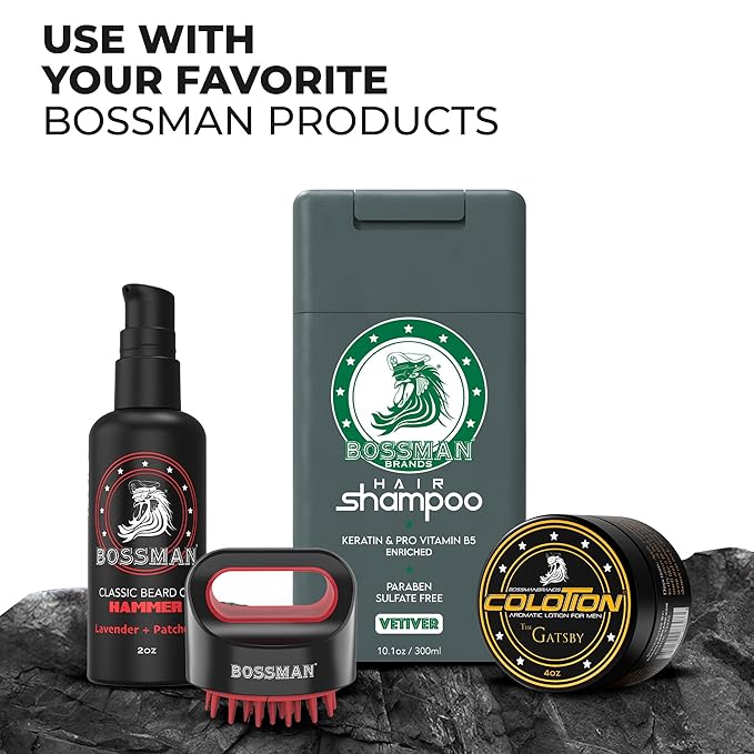 Bossman Hair Shampoo for Men – Natural Moisturizing Men's Shampoo with Keratin & Vitamin Pro5 Enriched - Paraben & Sulfate Free (Vetiver X Scent)