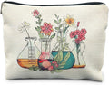 Science Teacher Gifts Makeup Bag - Floral Beakers Cosmetic Pouch