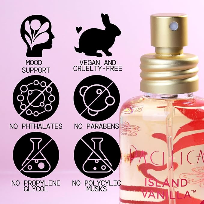 Pacifica Island Vanilla Perfume – Clean Vanilla Fragrance for Women - Warm Tropical Aroma - Long-Lasting Clean Beauty Non Toxic Scent, Vegan & Cruelty-Free, 1 oz Travel-Friendly Spray