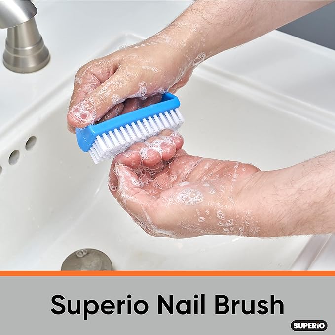 Superio Nail Scrubber Brush - All-Purpose Stiff Cleaning Brush for Fingernails, Toe, Foot & Hands - 24 Pack