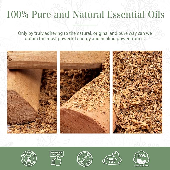 PHATOIL 3.38FL.OZ Sandalwood Fragrance Oils for Aromatherapy, Essential Oils for Diffusers for Home, Perfect for Diffuser, Yoga, Skin Care, DIY Candle and Soap Making - 100ml