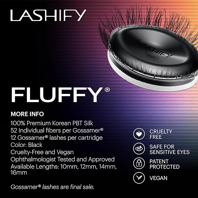 Lashify Fluffy 12mm Gossamer DIY Eyelash Extensions Refill, Truffle Color, Easy False Lashes To Add Fullness and Dimension