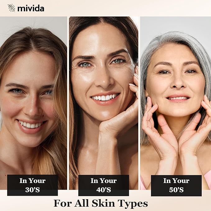 mivida 4-in-1 Anti-Aging Serum for face | Retinol, Vitamin C, Hyaluronic Acid & RoseHip Oil | Reduces Fine Lines, Wrinkles | multi benefit Face Super Serum – 1 Fl Oz