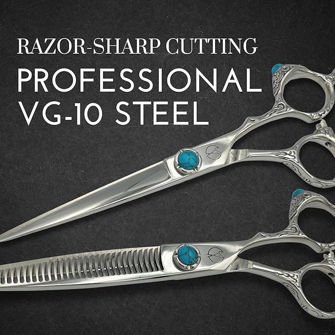 6.0 Inch Hair Shears Set (Cutting and Thinning Shears) - Professional Grade VG-10 Japanese Steel - Zen (Set)