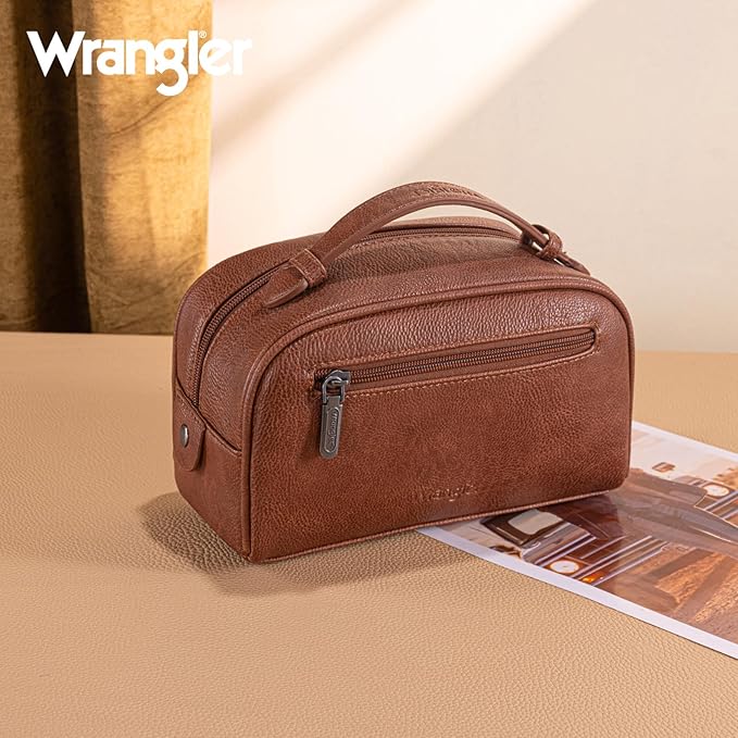 Montana West Wrangler Makeup Bags for Women Portable Toiletry Bag Small Travel Cosmetic Organizer for Gift Zipper Closure