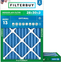 Filterbuy 28x30x2 Air Filter MERV 13 Optimal Smoke & Allergy Defense, by Filterbuy