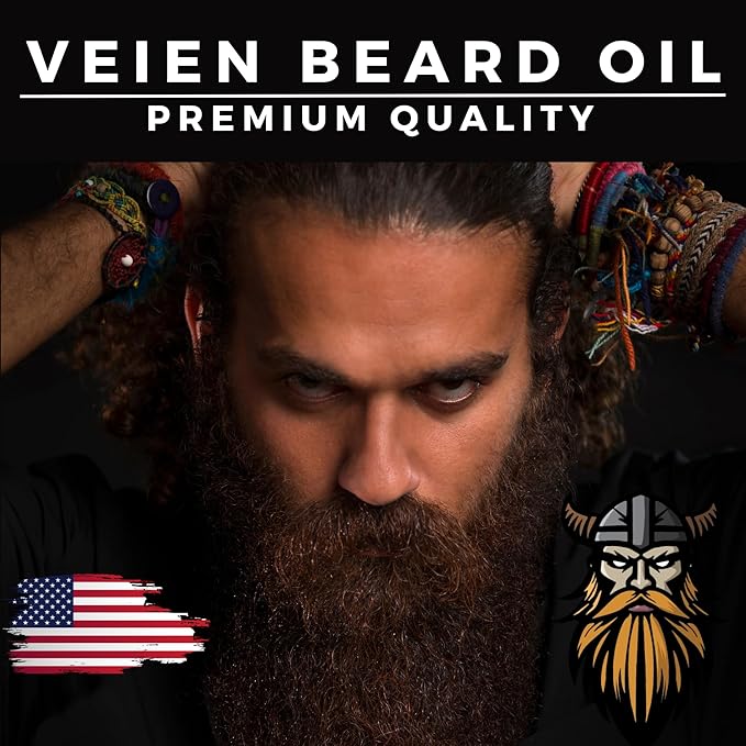 Veien Beard Oil for Men Premium All-Natural 2floz Made in USA for Thicker Darker Fuller Growth Moisturizes Conditions Softens Strengthens Smooths Frizz Hydrates for All Hair & Skin Types Reduces Itch