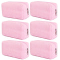 SOIDRAM 6PCS Bridesmaid Proposal Gifts Corduroy Pink makeup bag bulk for Wedding Party Favors Bachelorette party decorations Toiletry Organizer Bag Cosmetic Case Gift