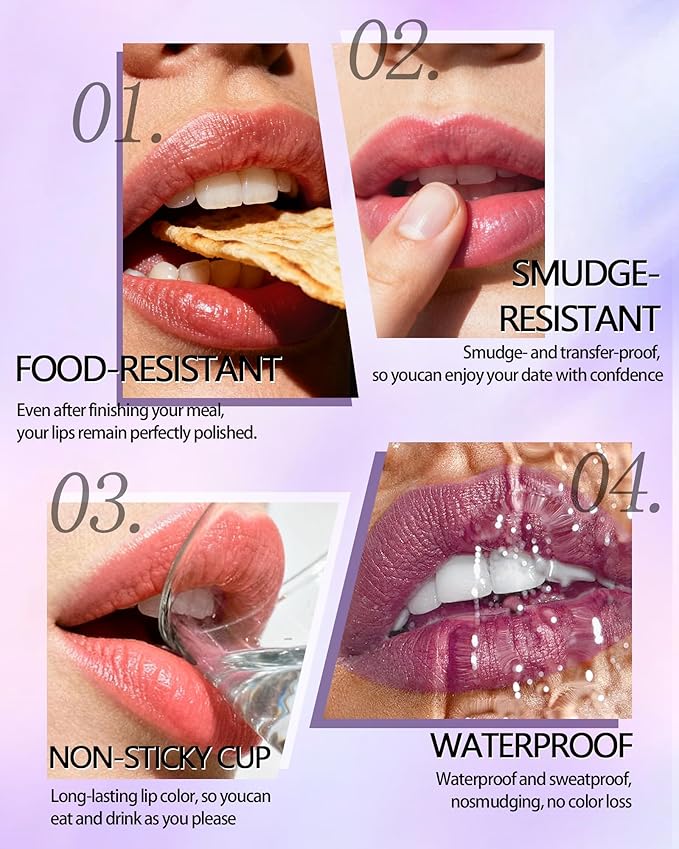 Lip Stain Peel Off, Waterproof Long Lasting Qiciy Tattoo Lip Gloss Color Peel Off Lips Tint Stain, Transfer-Proof Matte Tinted Lips Liner, High Pigmented Tattoo Lipstick Makeup Gift for Women-02 Coral