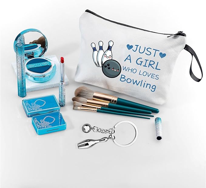 Bowling Party Favors,Bowling Gifts for Women,Makeup Bag With Bowling Keychain,Just A Girl Who Loves Bowling,Bowling Gifts,Graduation Gifts for Her,Bowling Accessories