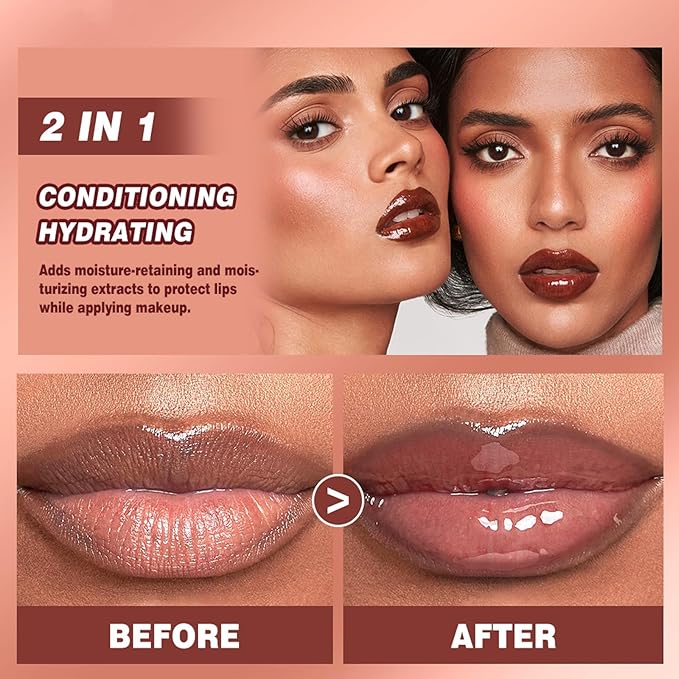 Tinted Lip Serum Gloss – Hydrating Lip Plumper with Natural Shine, Nourishing Hydration with Polypeptide Non-Sticky, Long-Lasting Color, Moisturizing Lip Makeup (4Pcs)