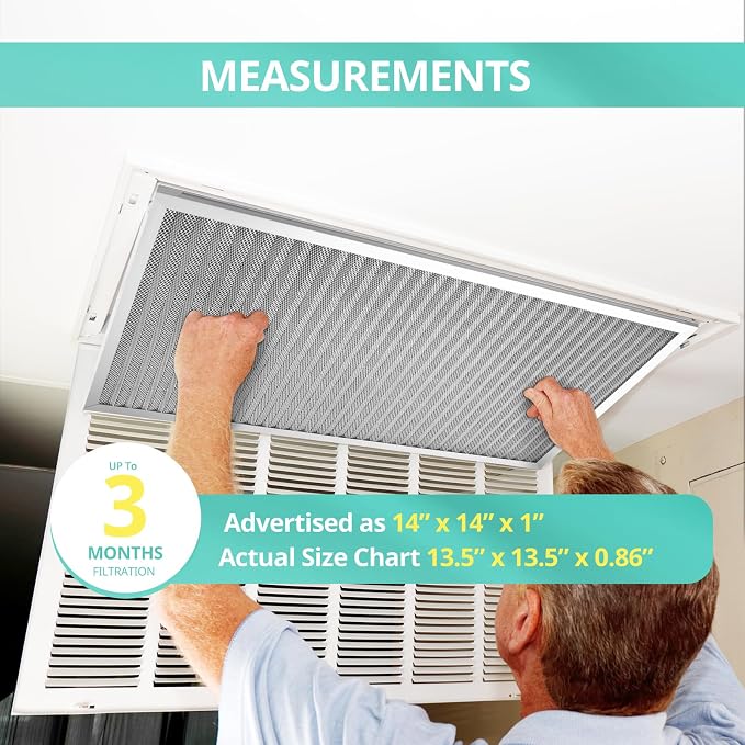 14x14x1 Electrostatic Air Filter, Washable & Reusable Aluminum AC/HVAC Furnace - Image 2