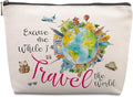 Travel Gifts for Women Best Gifts for People Who Travel Makeup Bag Excuse Me While I Travel The World Cosmetic Bag fo r Travelers Friends Flight Attendant Graduation Friendship Gift Funny Makeup Bag