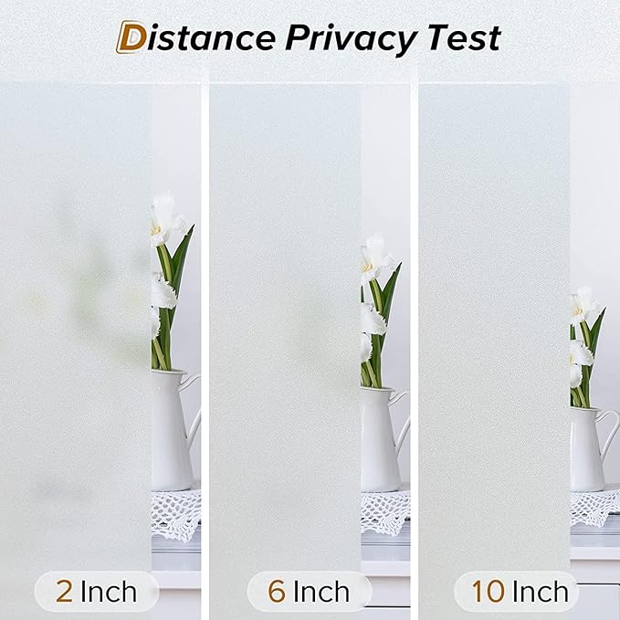 rabbitgoo Window Privacy Film, Frosted Glass Window Clings, Static Cling UV Heat Blocking Door Stickers for Home Bathroom, Removable Indoor Decal Coverings Day and Night, Pure, 35.4 x 78.7 Inches