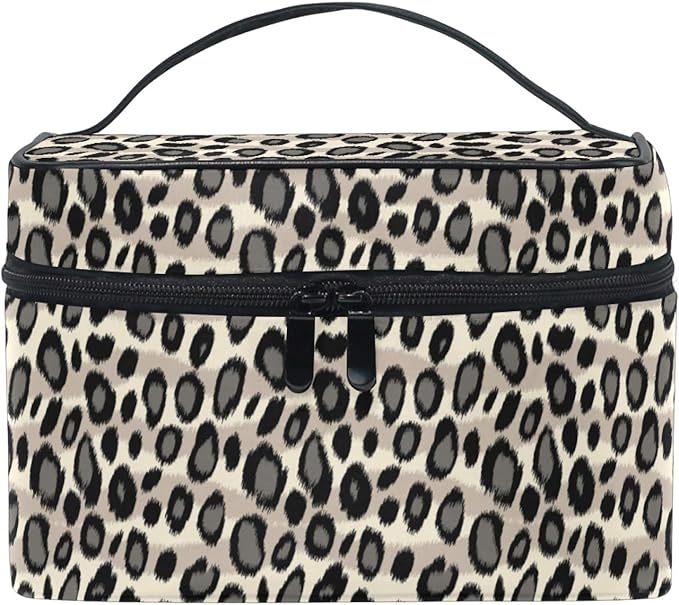 Makeup Bag, Leopard Skin Animal Print Travel Makeup Organizer Bag Cosmetic Cases Toiletry Bags for Girl Women Ladies