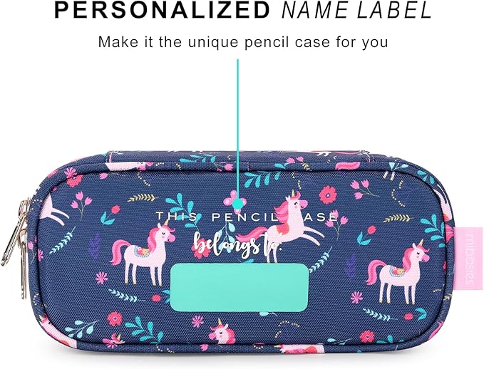 mibasies Girls Pencil Case for Kids, Multi-Slot Pencil Pouch, Unicorn Flower