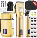 Hair Clippers for Men Professional, Cordless Beard Trimmer & Electric Shavers for Men, Mens Hair Clippers and Trimmer Kit for Barber with Case, Gold