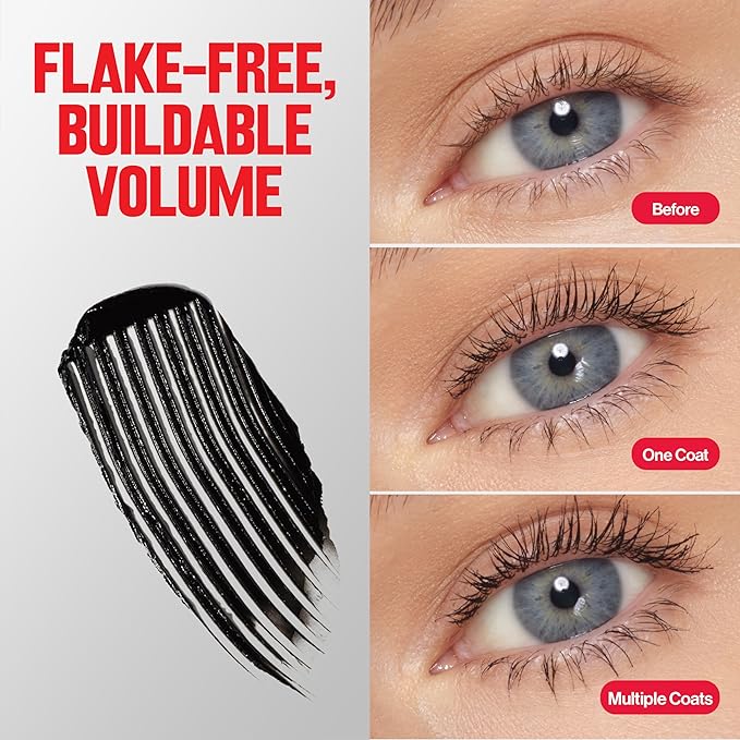 Revlon ColorStay Full Time Volumizing Mascara, 24 Hour Wear, Smudge-Proof, Non-Clumping, Flake-Free, Stocking Stuffer for Her, 411 Blackest Black, Waterproof