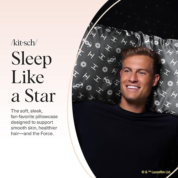 Kitsch x Star Wars Galactic Empire Satin Pillowcase | Satin Pillowcase with Zipper, Better Than Silk Pillowcase | Frizz-Reducing Pillow Case for Hair & Skin Care, Cooling & Breathable - King