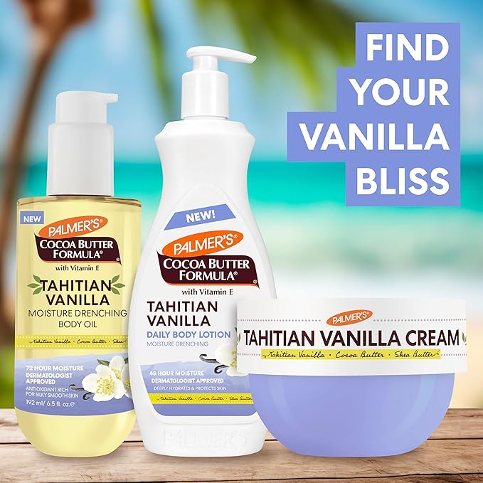 Palmer's Cocoa Butter Formula Body Cream, Moisture Drenching Tahitian Vanilla, 8.8 Oz, 72Hr Hydration with Shea Butter & Vitamin E for Softer Skin, Protects & Soothes Dryness, Dermatologist Approved