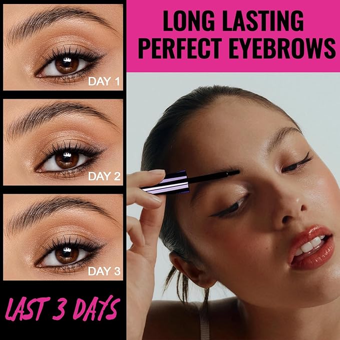 Easy Peel Off Eyebrow Gel, Tattoo Eyebrow Gel Easy Peel Off, Waterproof & Transfer-Proof Lasts Up to 3 Days Brow Color for Women, Create Fuller & Defined Looking Brows At-Home (01# Brown)