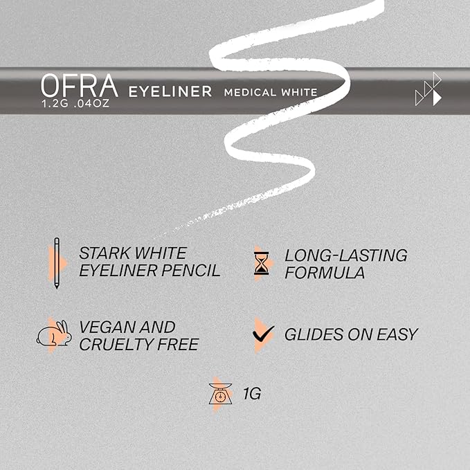 Ofra Eyeliner Pencil - Medical White | Precision White for Bold, Long-Lasting Looks | Waterproof and Smudge-Proof Formula | Easy Glide Application for Intense Definition and All-Day Wear