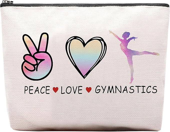 Cosmetic Makeup Bag Gifts for Gymnastics Lover Women, Gymnastic Coach Gift, Gymnastics Athletics Birthday Gifts for Her Friend Sister Daughter