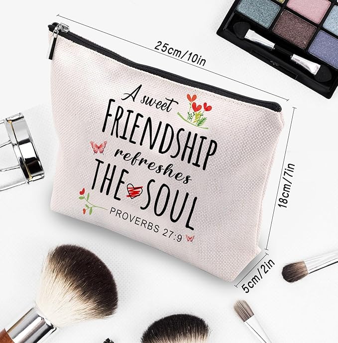Christian Gifts for Women Friends Makeup Bag, Christian Secret Sister Birthday Gift for Best Friends, Friendship Gifts for women, Christian Gift Cosmetic Bag