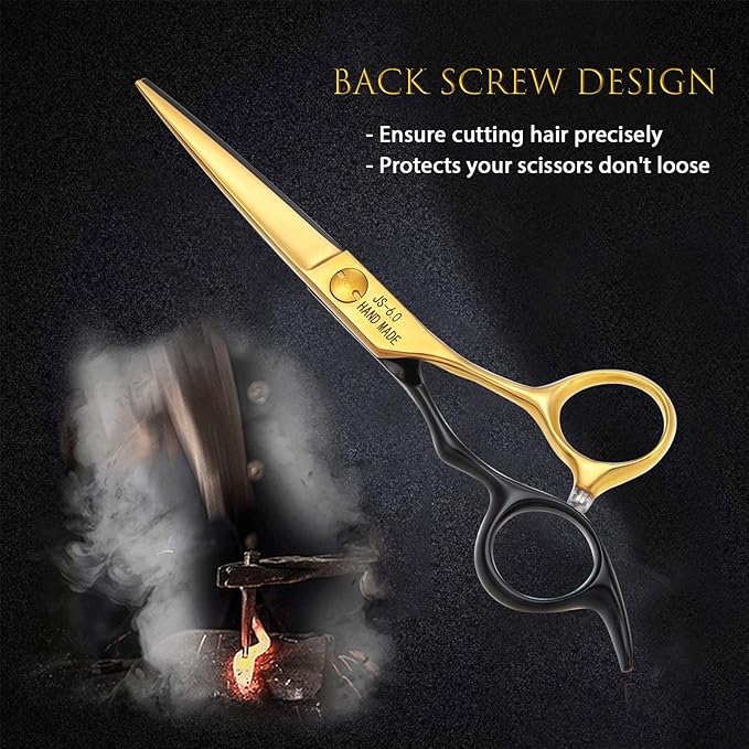 JASON 6'' Hair Cutting Scissors Professional Barber Shears 440C Japanese Stainless Steel Stylist Trimming Shear Salon Razor Edge Scissor Christmas Gift