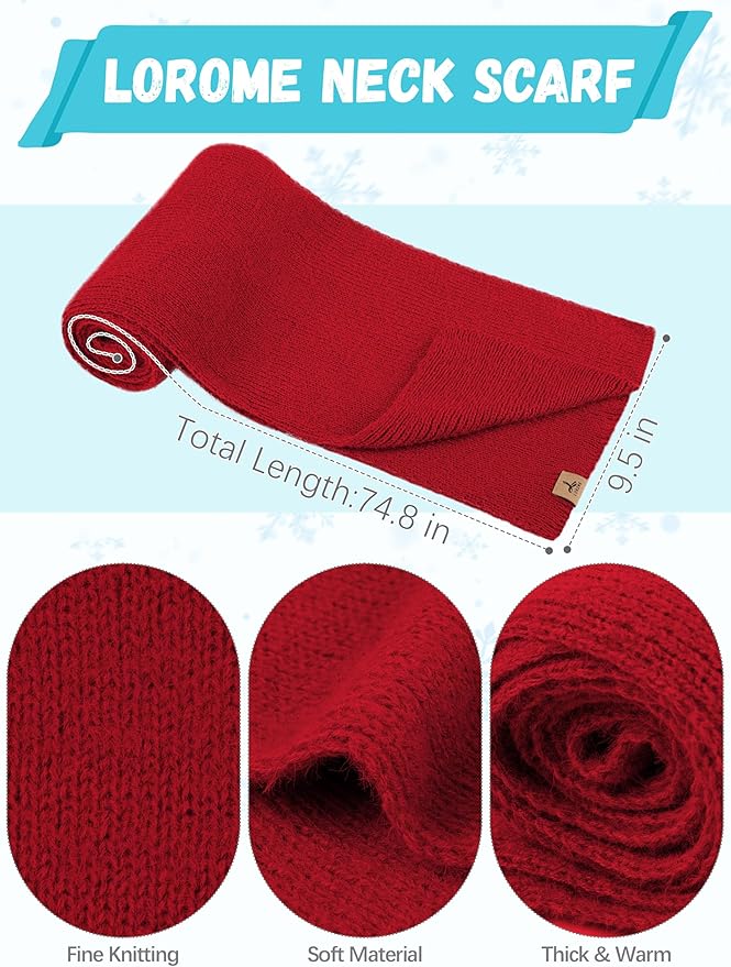 Winter Beanie Hat Scarf Gloves, Warm Fleece Knit Hat Long Scarf Neck Warmer Touch Screen Winter Gloves Set Gifts for Women