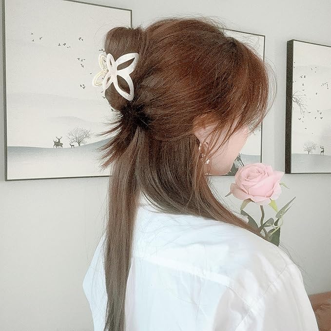 Metal Acetate Butterfly Hair Claw Clip - Elegant Non-Slip Hair Clamp for Women, Girls - Perfect for Ponytails, Buns, and Half-Up Styles (2 Pack) (little butterfly)