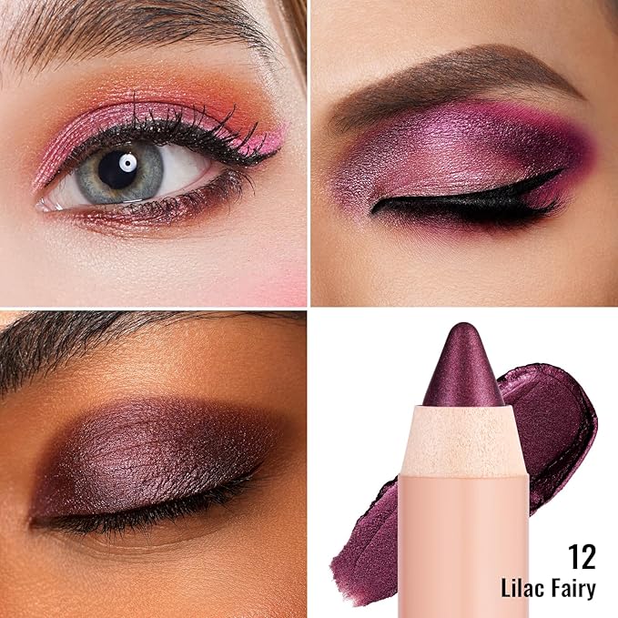 Oulac Twist-Up Burgundy Eyeshadow Stick – Twist-Up Crayon, Creamy Blendable Texture, Vegan & Cruelty-Free Eye Makeup, 1.25g, 12 Lilac Fairy
