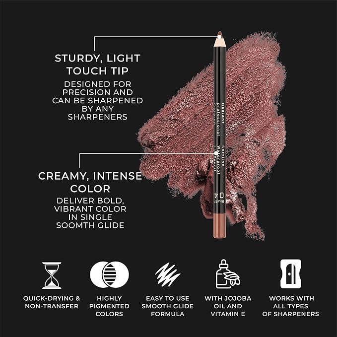 Radiant Professional Waterproof Lip Liner Pencil - Long Lasting Lip Liner for Defined Lips - Soft & Creamy Lipliner with Vitamin E - 1.20gr, (05 RASPBERRY)