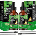 Hair Oil, Black Castor, 100% Pure Natural Organic, Cold Pressed, Hair Growth, Eyebrow & Skin Care, Body & Carrier Oil, 4.04 Fl Oz, 2 Glass Bottles