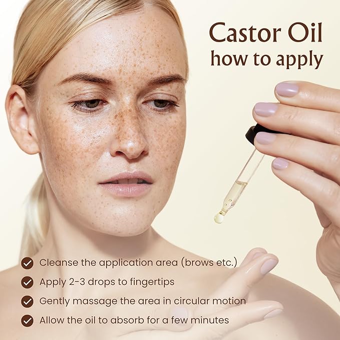 BodyJ4You Organic Castor Oil for Hair Growth: Natural Eyelashes Serum for Lashes and Eyebrows - Glass Bottle 1 Fl Oz