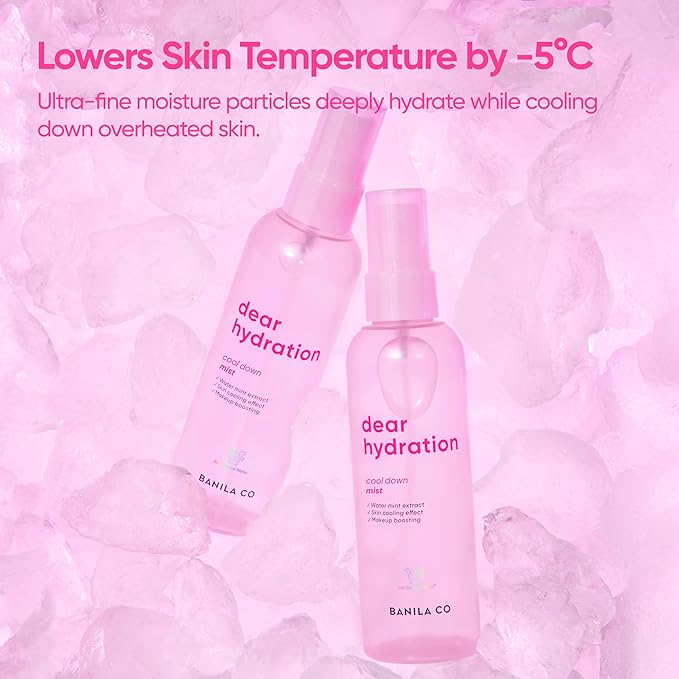 BANILA CO Dear Hydration Cool Down Mist | Lightweight Skin Cooling & Moisturizing Makeup Fixer Setting Spray | Hydration Boost, Radiant Glow Serum (99ml / 3.34 fl oz)
