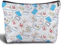 Light Blue Chinoiserie Mahjong Makeup Bag, Mahjong Gifts Cosmetic Bags for Women, Gifts for Mah Jong Players Lovers Makeup Zipper Pouch