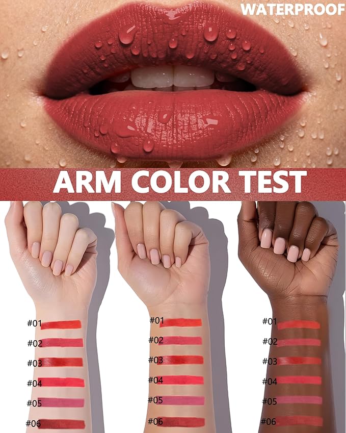 Lip Tint Stain Pen, Bright Red Waterproof Long Lasting Matte Lip Liner Stain Pencil, High Pigment Quick Dry Liquid Lipstick, Non Sticky Smudgeproof Lip Tint Gloss, Christmas Makeup Gift for Women-04